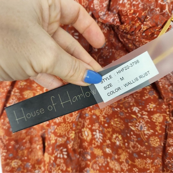 House Of Harlow 1960 Peasant Floral Ruffle Neck Blouse Fall M - Picture 4 of 7